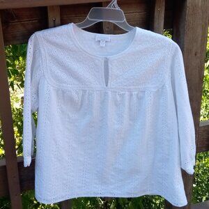 Charter Club woman eyelet boho lined blouse sz 18W